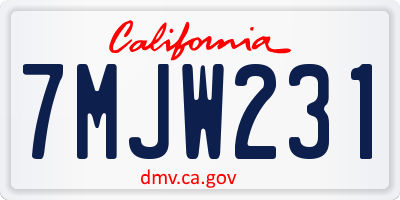 CA license plate 7MJW231