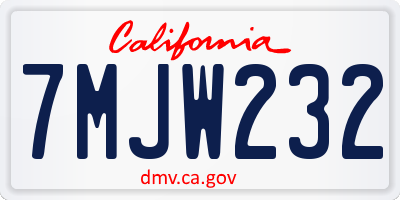 CA license plate 7MJW232