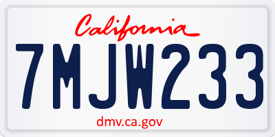 CA license plate 7MJW233
