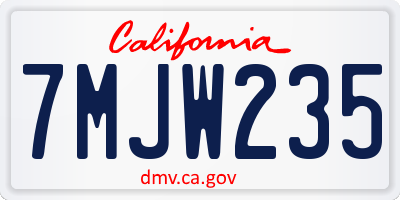 CA license plate 7MJW235