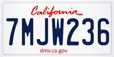 CA license plate 7MJW236
