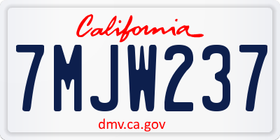 CA license plate 7MJW237