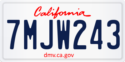 CA license plate 7MJW243