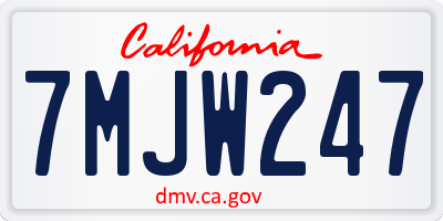 CA license plate 7MJW247