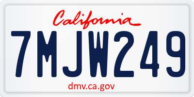 CA license plate 7MJW249