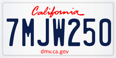 CA license plate 7MJW250