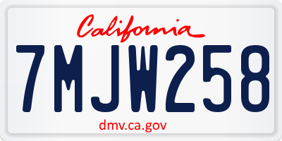 CA license plate 7MJW258