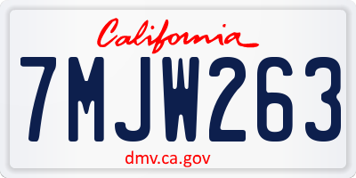 CA license plate 7MJW263