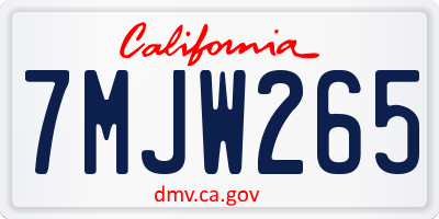 CA license plate 7MJW265