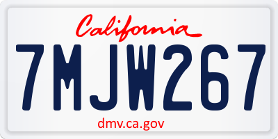 CA license plate 7MJW267