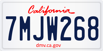 CA license plate 7MJW268