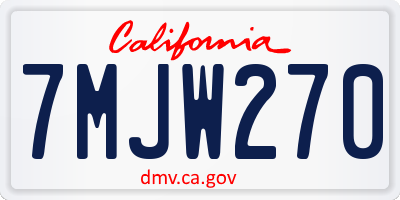 CA license plate 7MJW270