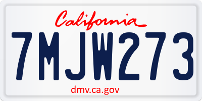 CA license plate 7MJW273