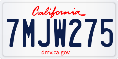 CA license plate 7MJW275