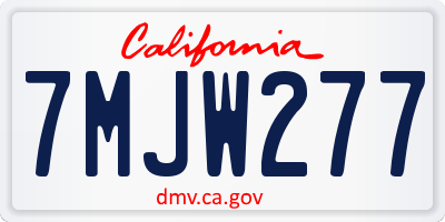 CA license plate 7MJW277