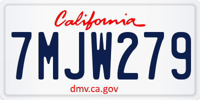 CA license plate 7MJW279