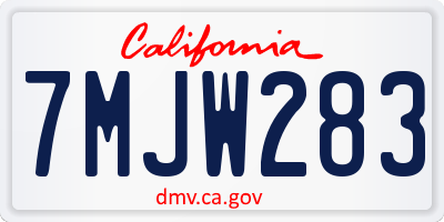 CA license plate 7MJW283