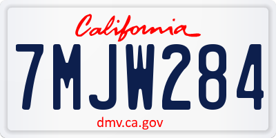 CA license plate 7MJW284
