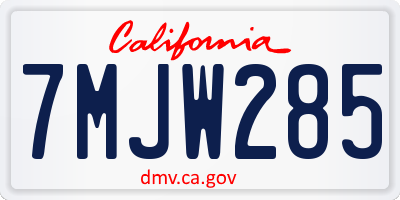 CA license plate 7MJW285