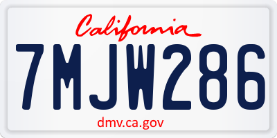 CA license plate 7MJW286