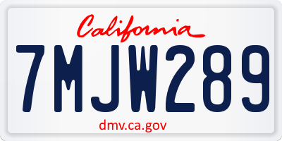 CA license plate 7MJW289