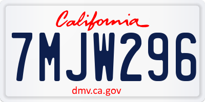 CA license plate 7MJW296