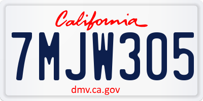 CA license plate 7MJW305