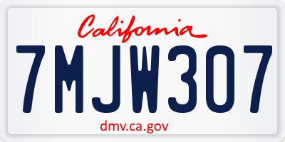 CA license plate 7MJW307