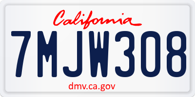 CA license plate 7MJW308