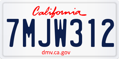 CA license plate 7MJW312