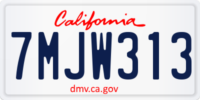 CA license plate 7MJW313
