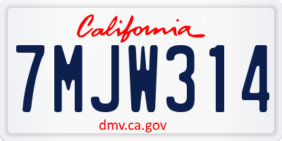 CA license plate 7MJW314