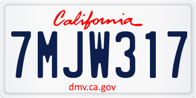 CA license plate 7MJW317