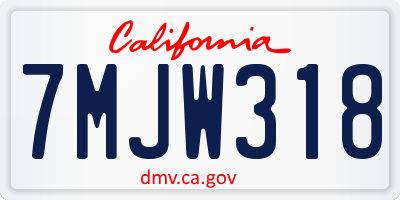 CA license plate 7MJW318