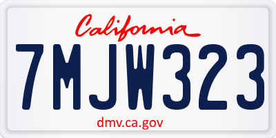 CA license plate 7MJW323