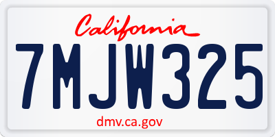 CA license plate 7MJW325