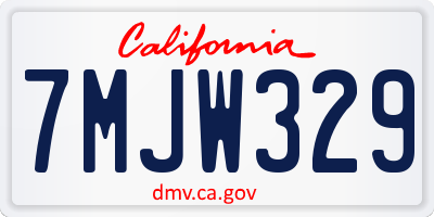 CA license plate 7MJW329