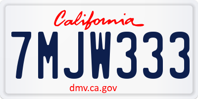 CA license plate 7MJW333