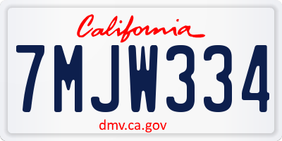 CA license plate 7MJW334