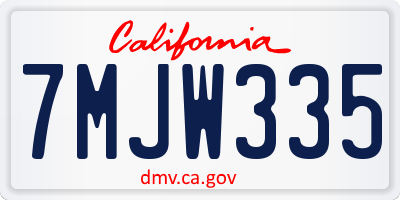 CA license plate 7MJW335