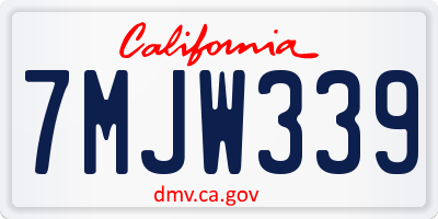 CA license plate 7MJW339