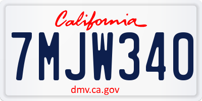 CA license plate 7MJW340