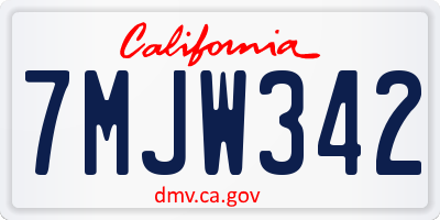 CA license plate 7MJW342
