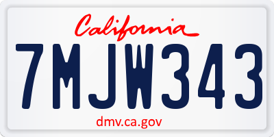 CA license plate 7MJW343