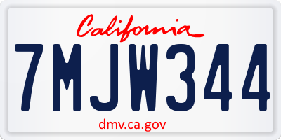 CA license plate 7MJW344