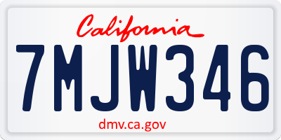 CA license plate 7MJW346