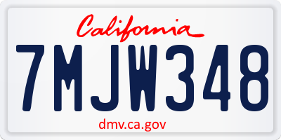 CA license plate 7MJW348