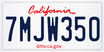 CA license plate 7MJW350