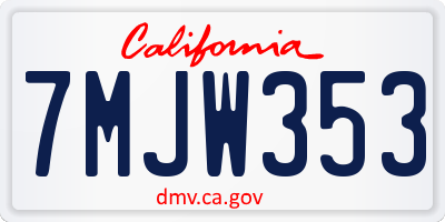 CA license plate 7MJW353