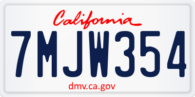 CA license plate 7MJW354